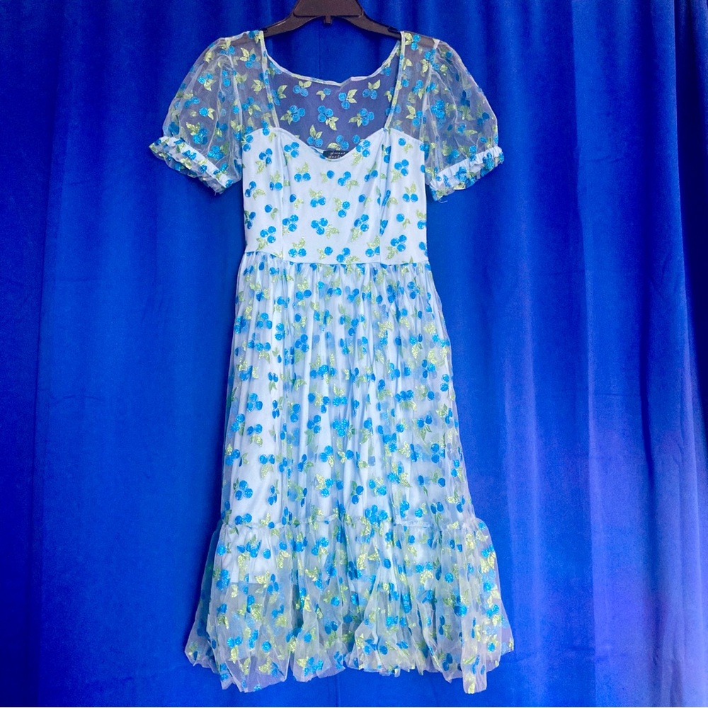 Blueberry Glitter Mesh Dress 🫐💙🩵